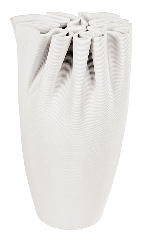 Керамическая ваза факира с принтом, кремовая, высота 24 см.