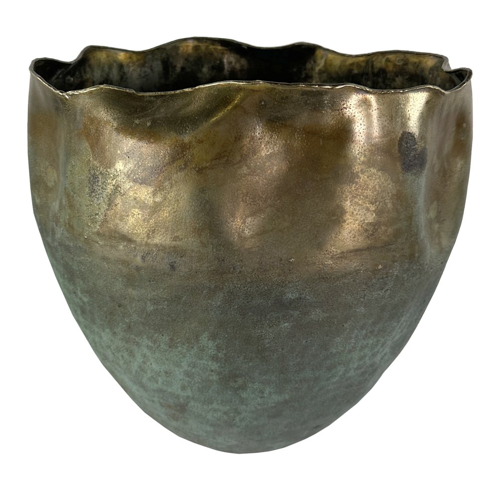 Алюминиевый органический горшок с патиной из латуни, диаметр 41 см, высота 39 см