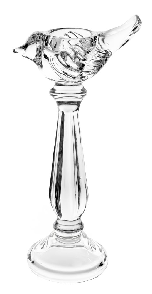 Стеклянная свеча-птица / подсвечник T-light прозрачный 28 см