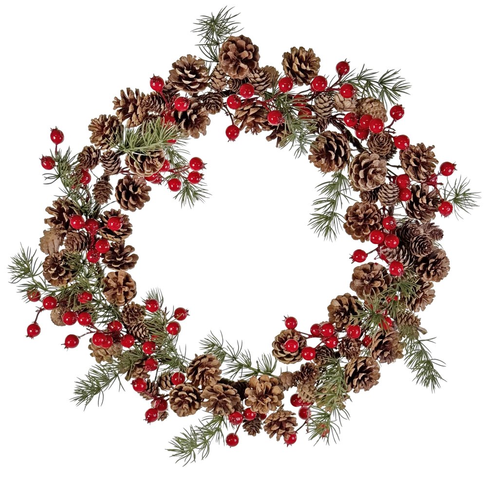 Венок из шишек и ягод 55 см