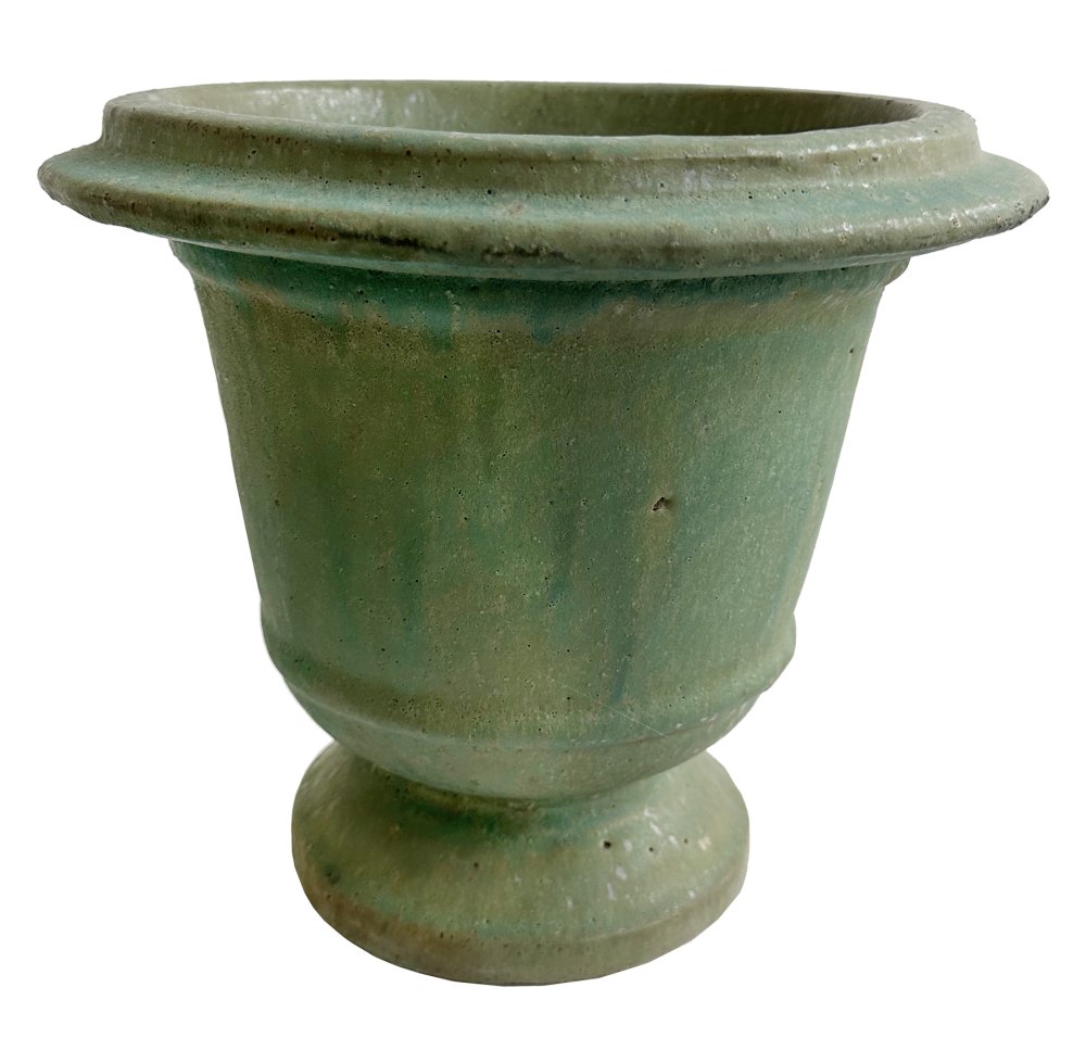 Керамическая урна зеленая, диаметр 29, высота 26 см.