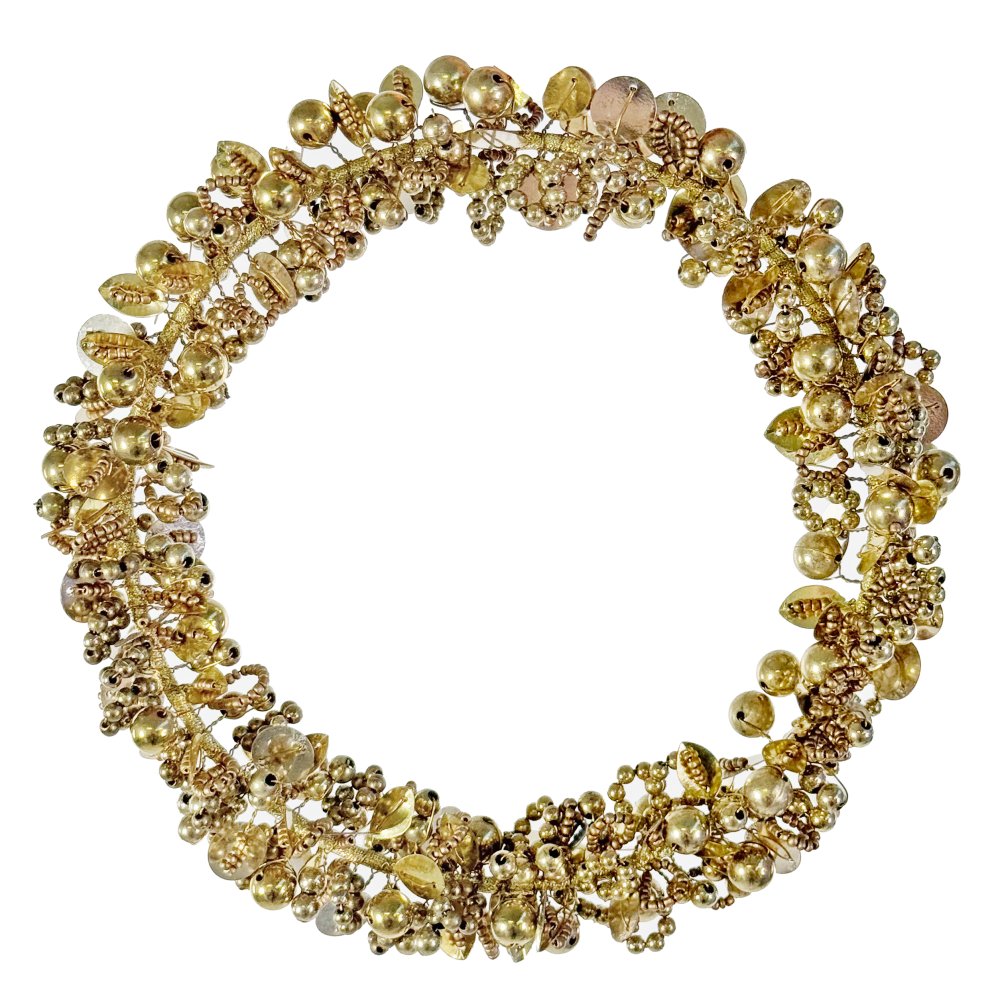 Венок из см ешанных бусинов, золото 18 см