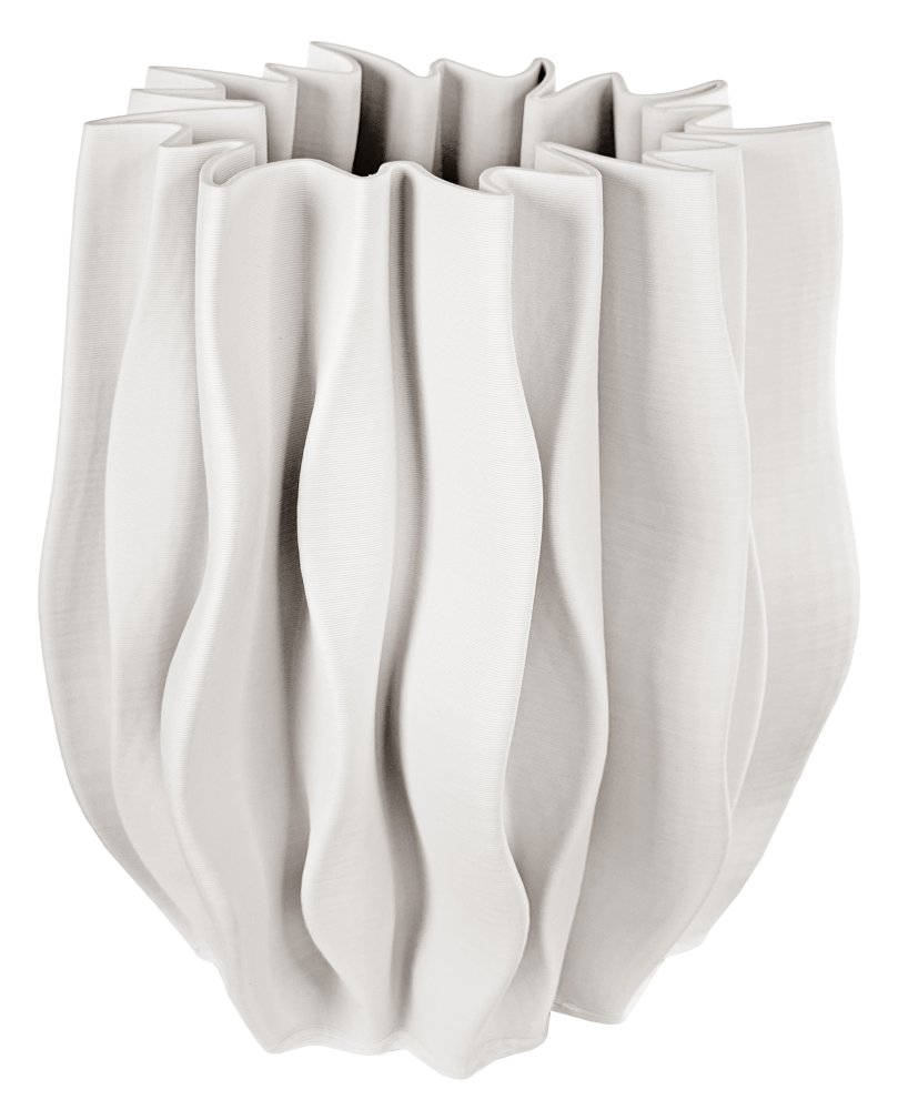 Керамическая складная ваза с принтом, кремовая, высота 34 см