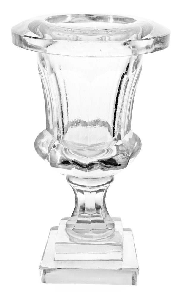 Стеклянная классическая урна, прозрачная, высота 19 см