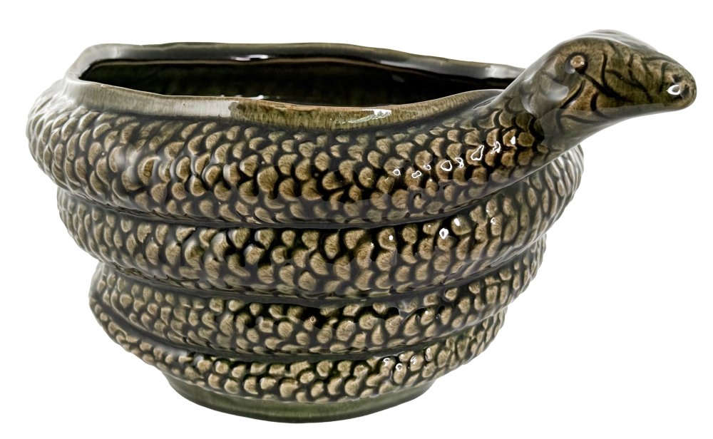 Керамический горшок для змеи зеленый, диаметр 27 см