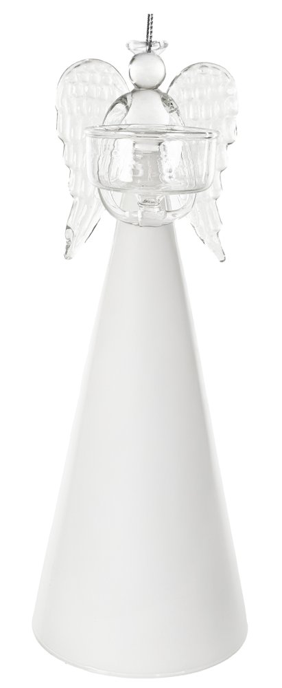 Стеклянный ангел держит T-light белую юбку 25 см