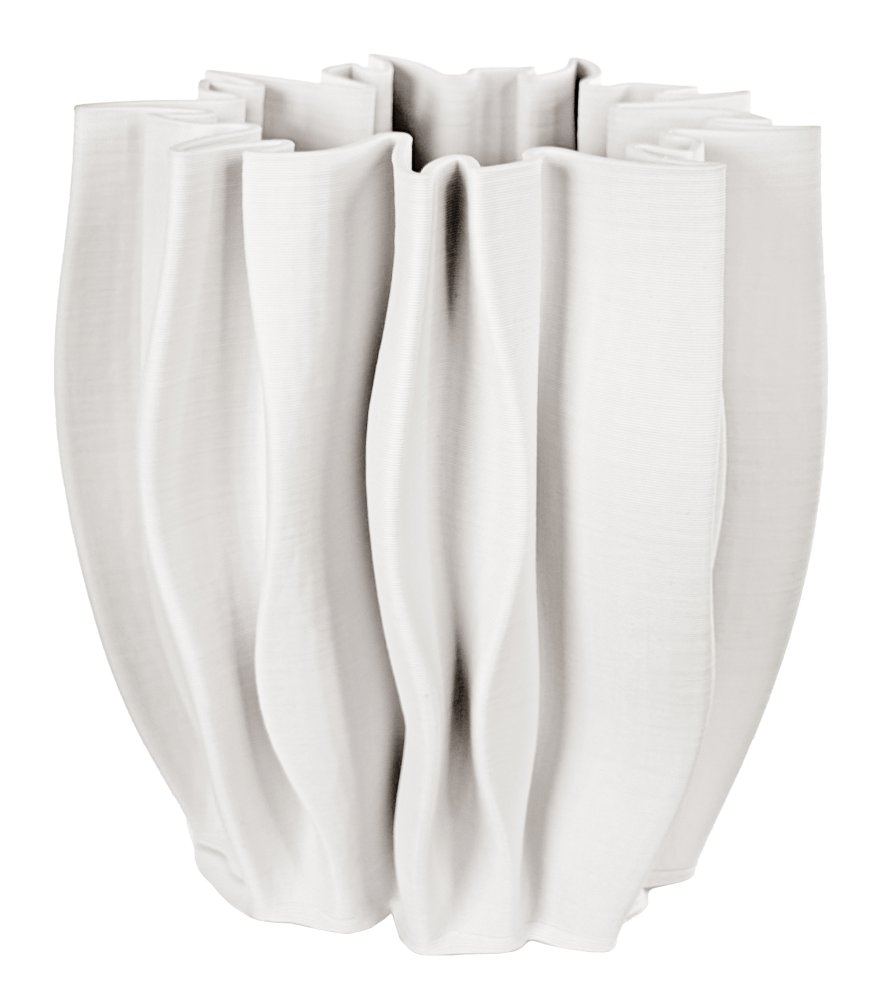 Керамическая складная ваза с принтом, кремовая, высота 29 см