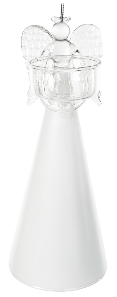 Стеклянный ангел держит T-light, белая юбка 20 см