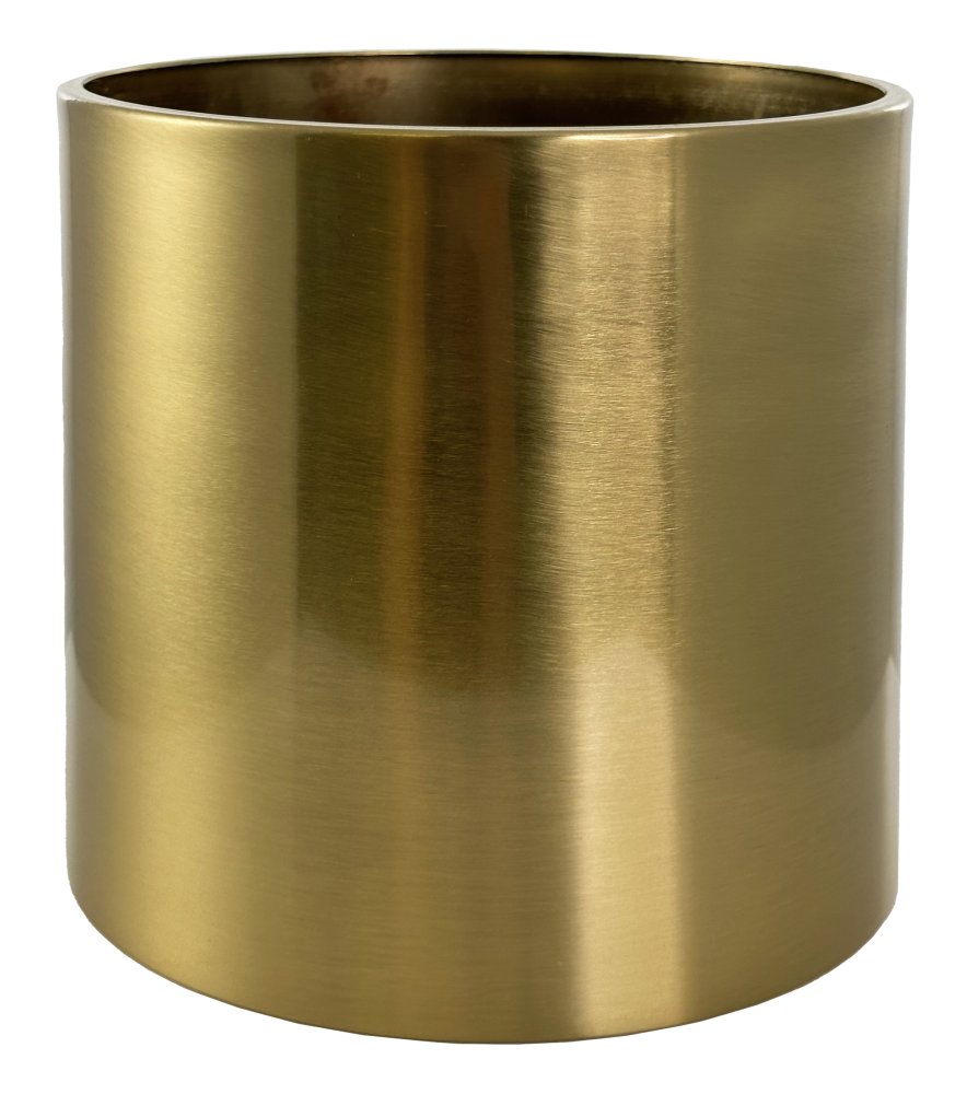 Металлический круглый горшок, матовый, золото, диаметр 15 см, высота 15 см