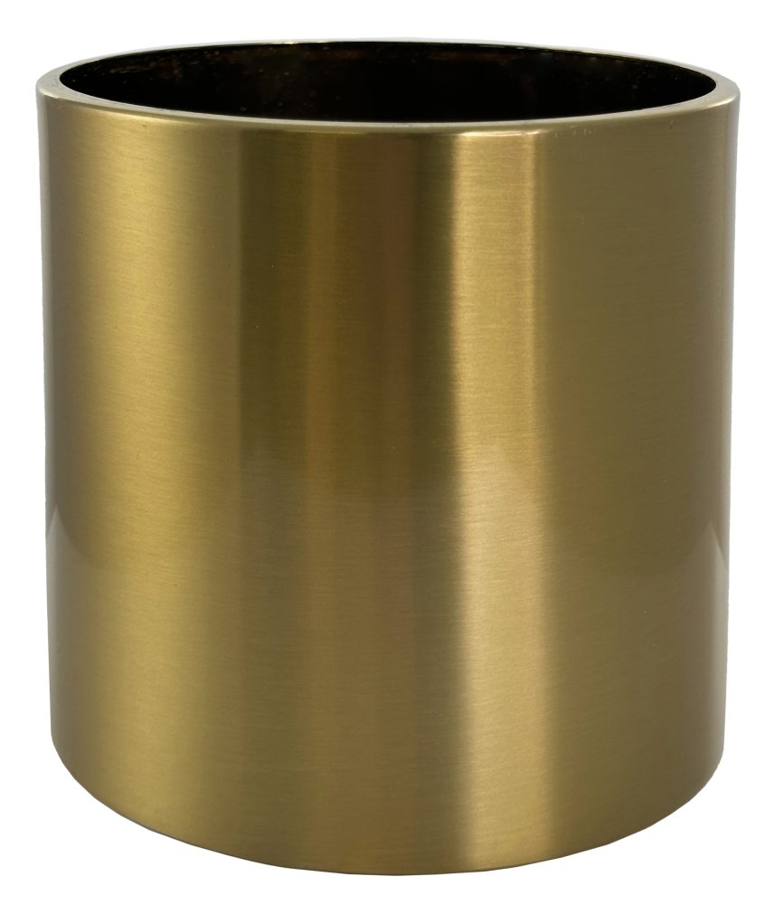 Металлический круглый горшок, матовый, золото, диаметр 12 см, высота 12 см
