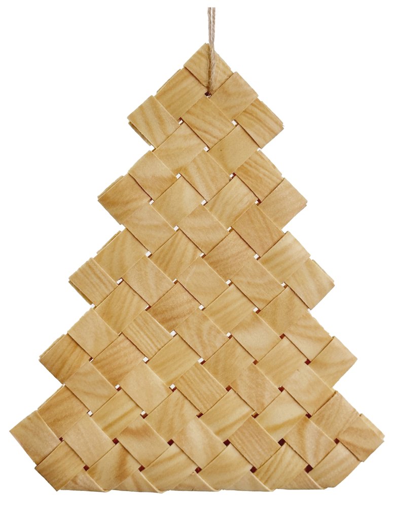 Деревянное плетеное украшение на елку натуральное 13 см