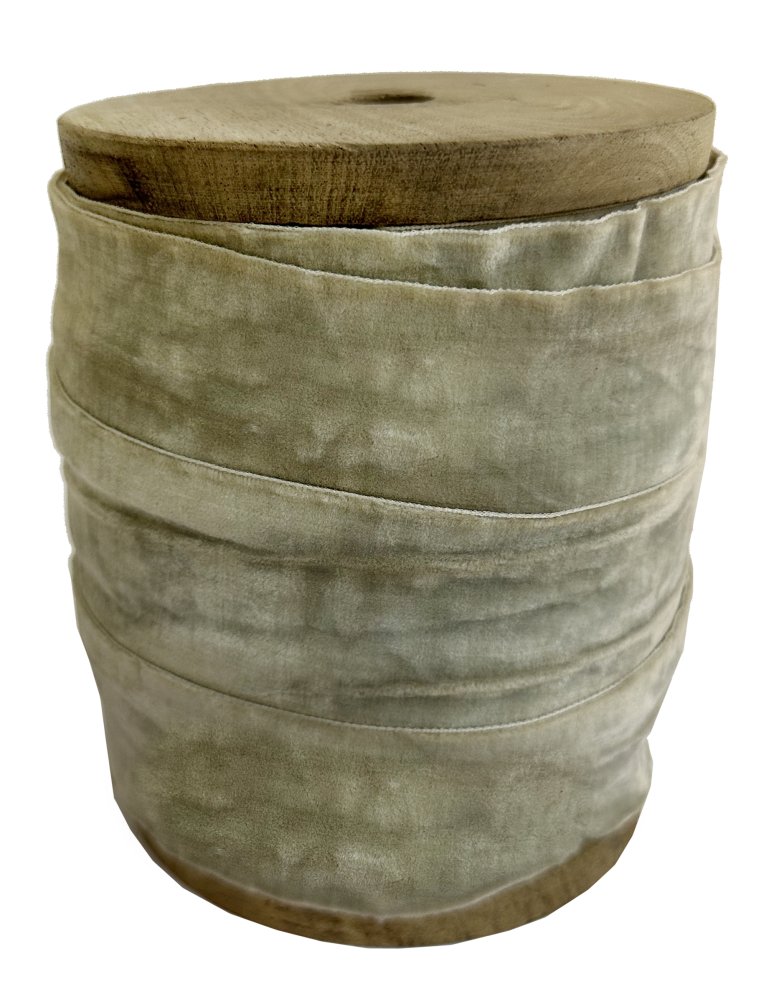 Лента бархатная 50 мм на катушке бежево-серая 25м