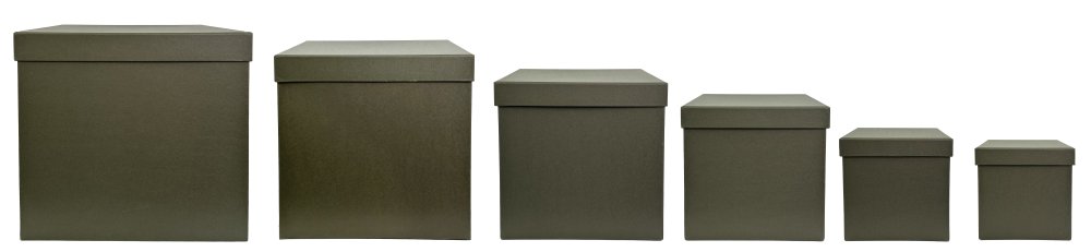 Набор из 6 бумажных квадратных коробок зеленого цвета 32;28;24;20;16;14 см.