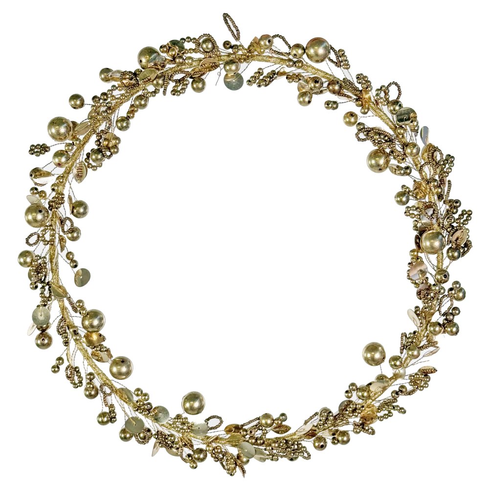 Венок из см ешанных бусинов, золото 30 см
