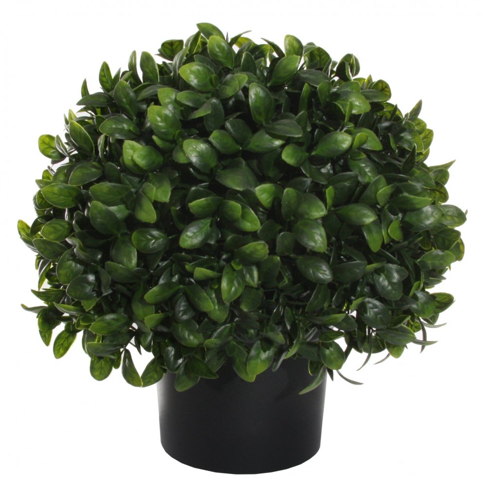 Искусственный растительный топиарий из самшита с крупными листьями в горшке, 40 см