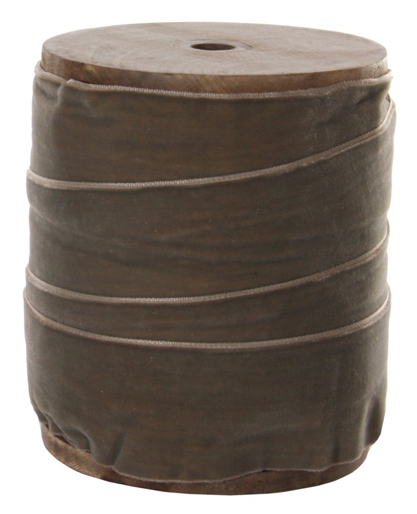 Лента бархатная 50 мм на деревянной катушке 25 м серая