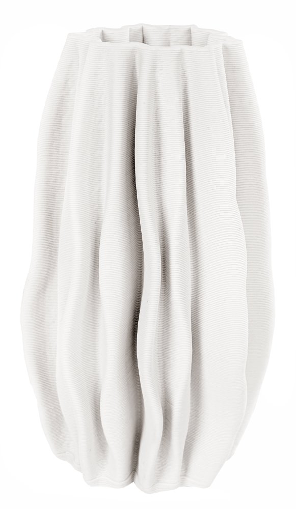 Керамическая складная ваза с принтом, кремовая, высота 21 см