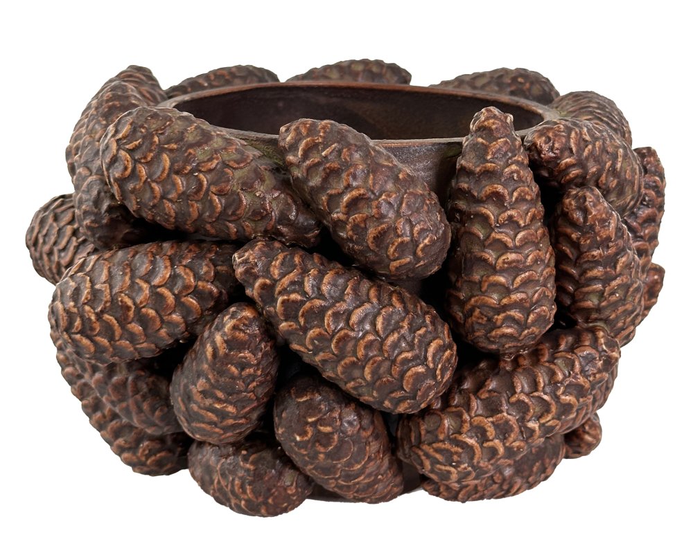 Керамический горшок-шишка коричнево-зеленый д24; в15,5 см