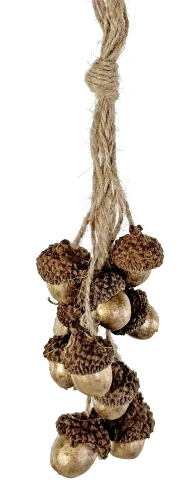 Связка желудей х 12, украшение золотое 16 см