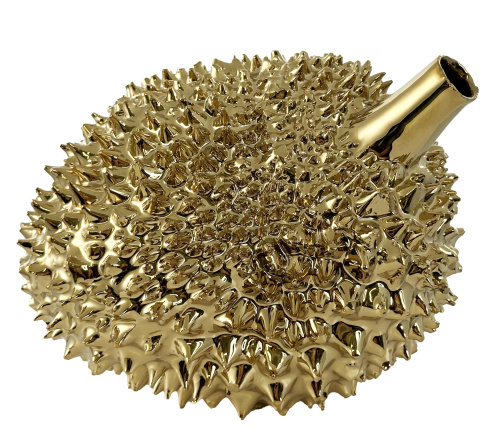 Керамическая ваза для дуриана, блестящее золото, 19x16x14 см