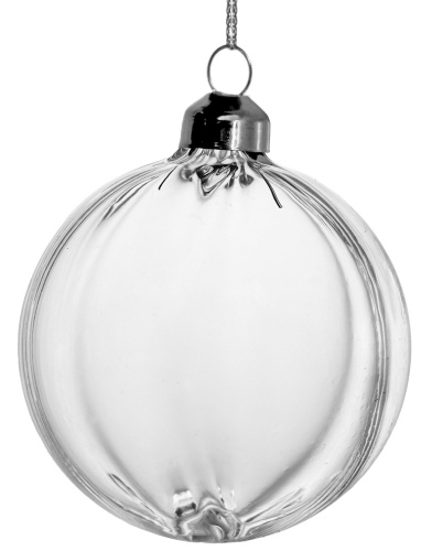 Стеклянный шар витой прозрачной 8 см