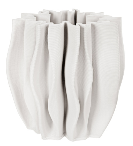 Керамическая складная ваза с принтом, кремовая, высота 22 см.