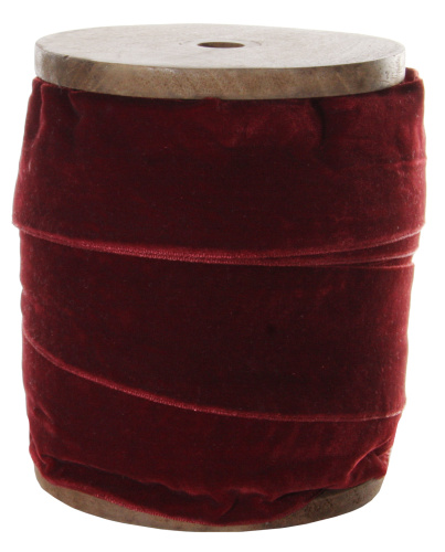 Лента бархатная 50 мм на деревянной катушке 25 м темно-красная