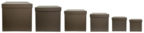 Набор из 6 бумажных квадратных коробок коричневого цвета 32;28;24;20;16;14 см.