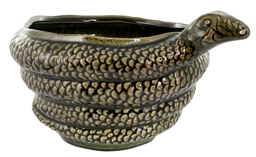 Керамический горшок для змеи зеленый, диаметр 27 см