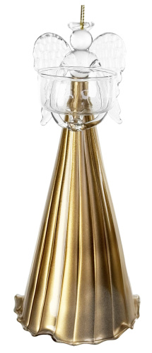 Стеклянный ангел держит юбку T-light с золотой подкладкой 20 см