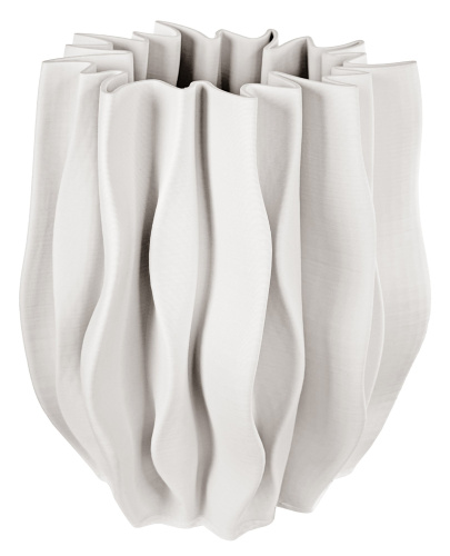 Керамическая складная ваза с принтом, кремовая, высота 34 см