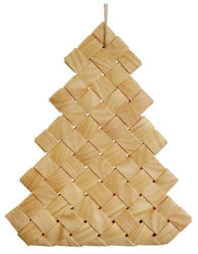 Деревянное плетеное украшение на елку натуральное 13 см