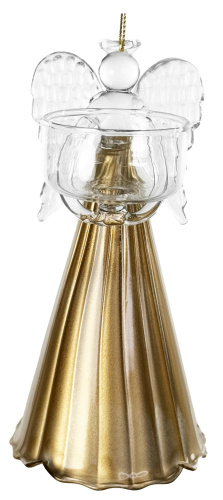 Стеклянный ангел держит юбку T-light с золотой подкладкой 15 см