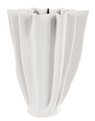 Керамическая ваза конусообразная с рисунком, кремовая, высота 26 см.