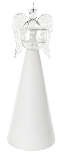 Стеклянный ангел держит T-light белую юбку 25 см