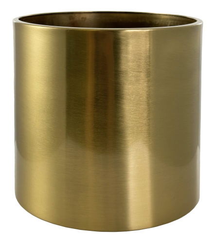 Металлический круглый горшок, матовый, золото, диаметр 15 см, высота 15 см