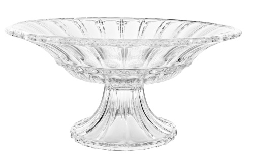 Стеклянная чаша прозрачная, диаметр 33, высота 16 см.