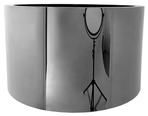 Горшок-цилиндр без ржавчины блестящий серебряный, диаметр 80, высота 60 см.