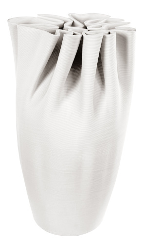 Керамическая ваза факира с принтом, кремовая, высота 28 см.