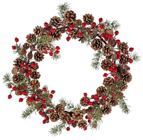 Венок из шишек и ягод 55 см