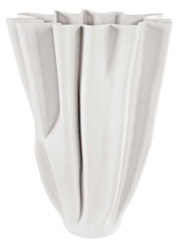 Керамическая конусообразная ваза с рисунком, кремовая, высота 39 см.