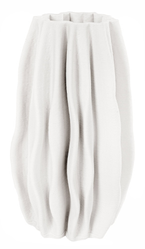 Керамическая складная ваза с принтом, кремовая, высота 21 см