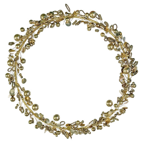 Венок из см ешанных бусинов, золото 30 см