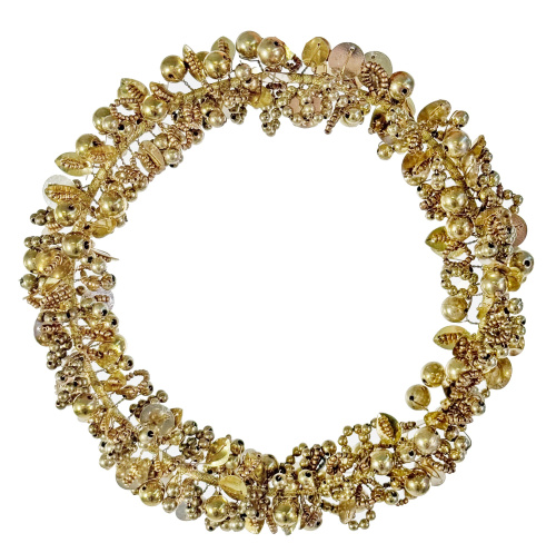 Венок из см ешанных бусинов, золото 18 см