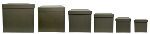 Набор из 6 бумажных квадратных коробок зеленого цвета 32;28;24;20;16;14 см.
