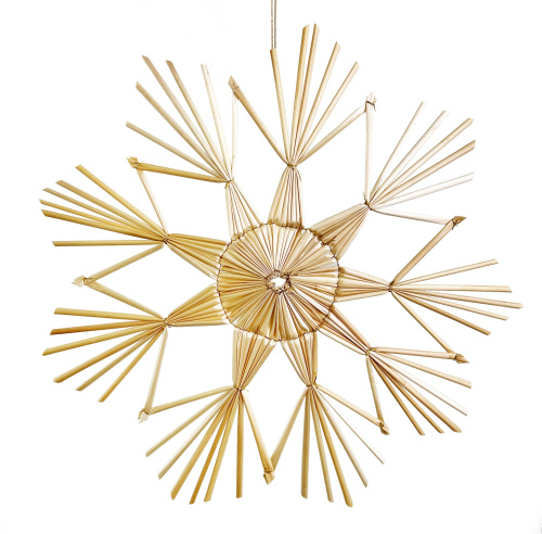 Соломенная снежинка натуральная 27 см