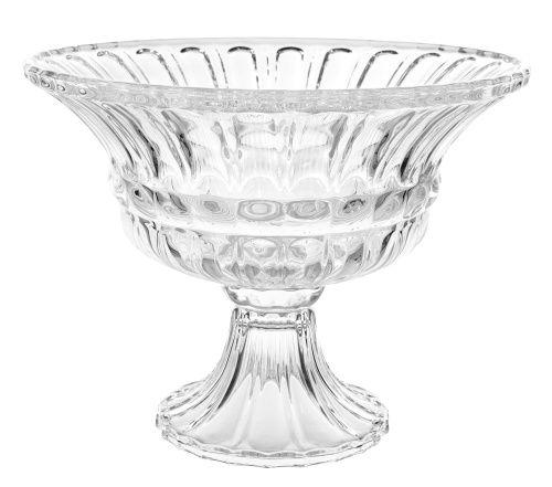 Стеклянная чаша прозрачная, диаметр 31, высота 24 см.