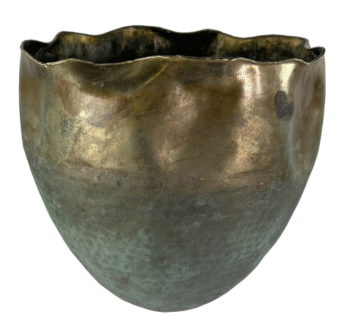 Алюминиевый органический горшок с патиной из латуни, диаметр 41 см, высота 39 см