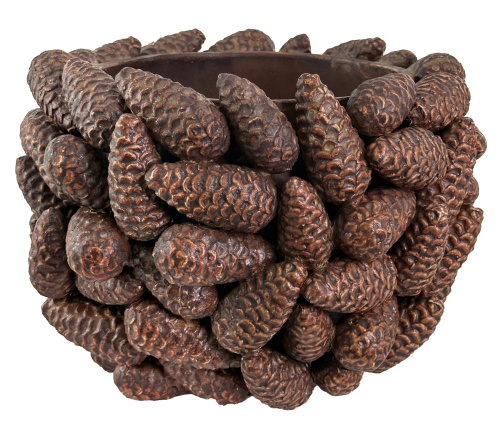 Керамический горшок-шишка коричнево-зеленый, диаметр 31,5, высота 23 см.