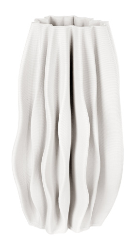 Керамическая складная ваза с принтом, кремовая, высота 30 см.